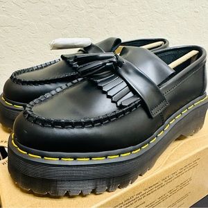dr martens ADRIAN LEATHER PLATFORM TASSEL LOAFERS